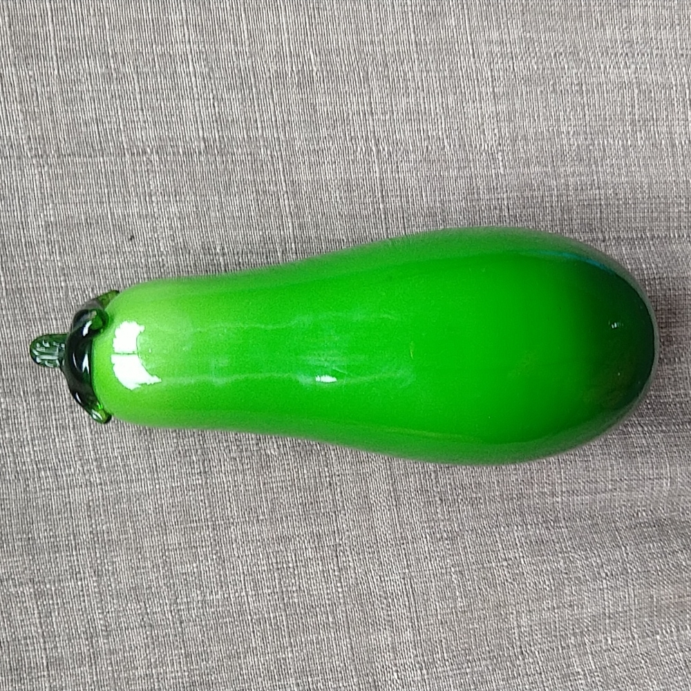 Handmade Glass Vegetable Squash Green Maximalist Decor